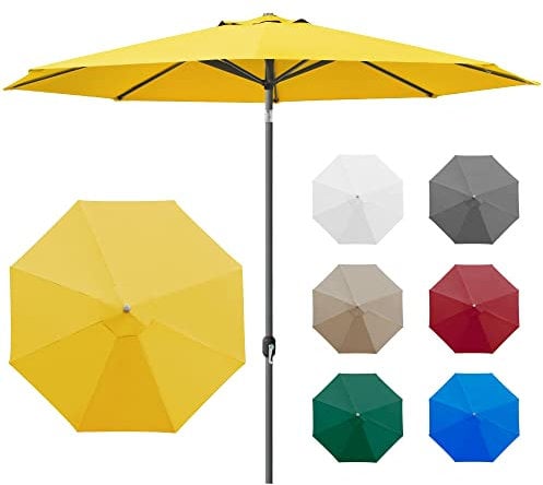 paramondo interpara Sonnenschirm aus 230 g/㎡ Polyesterfaser, Rund Ø 3,5 m, Gartenschirm Marktschirm Knickbar, für Terrasse und Balkon, mit Kurbel, Gestell Anthrazit, Gelb, 8,5kg