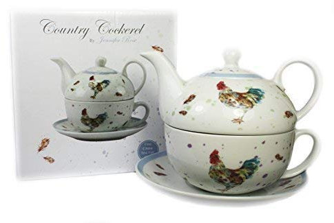 Country Cockerel Tea For One Set By Jennifer Rose