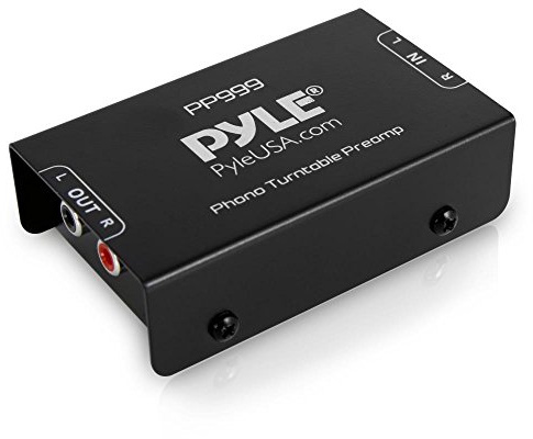 Pyle Phono Turntable Preamp - Mini Electronic Audio Stereo Phonograph Preamplifier with RCA Input, RCA Output & Low Noise Operation Powered by 12 Volt DC Adapter - PP999