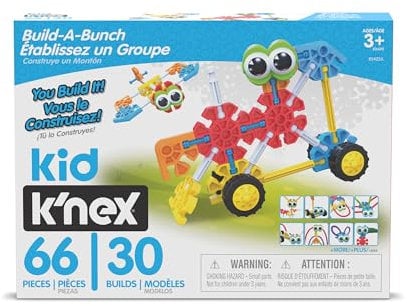 Build A Bunch-Set, Kid K'NEX, Basic Fun, 85422A, Konstruktionsspielzeug für Kinder, Tierfiguren und Fahrzeugmodelle für kreatives Spielen, Bauspielzeug geeignet für Jungen und Mädchen Ab 3 Jahren