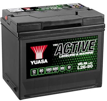 Yuasa L26-80 12V 80Ah 560CCA Maintenance Free High Performance Leisure & Marine Battery