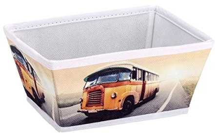 WENKO 21612100 Aufbewahrungskorb Vintage Bus Größe S, Badkorb, Polypropylen-Faserstoff, 19,5 x 9 x 15 cm, Mehrfarbig
