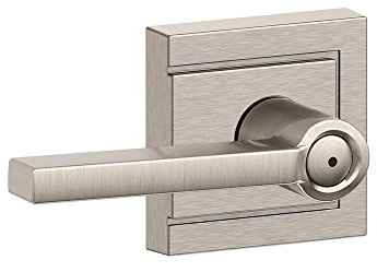 SCHLAGE Latitude Bed/Bath Privacy Door Handle with Lock, Satin Nickel