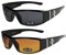 2er Pack Choppers 6608 X0 Sonnenbrillen Herren Damen Männer Frauen Brille - 1x Modell 01 (schwarz glänzend / schwarz getönt) und 1x Modell 10 (schwarz glänzend / HD, braun getönt) - Modell 01 + 10 -