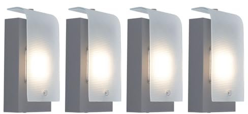 etc-shop Wandleuchte Außenlampe Fassadenleuchte Stahl verzinkt LED Gartenlampe, Glas strukturiert satiniert, 3,7 W 320 lm warmweiß, 3er Set