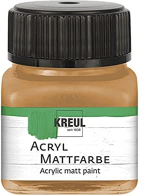 KREUL 75207 - Acryl Mattfarbe, ocker im 20 ml Glas, cremig deckende, schnelltrocknende Farbe auf Wasserbasis, für viele verschiedene Untergründe geeignet