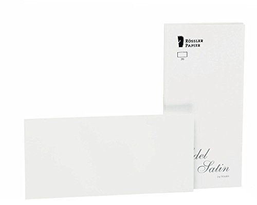 Rössler 2051838001 - Edel Satin - Kartenpack DIN lang, 20 Stück, glatt/weiß