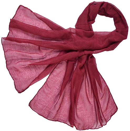 Miobo Loop Schal Crinkle Schal Halstuch Unifarbe 70 x 180cm Frühling Sommer Herbst Offen Weinrot