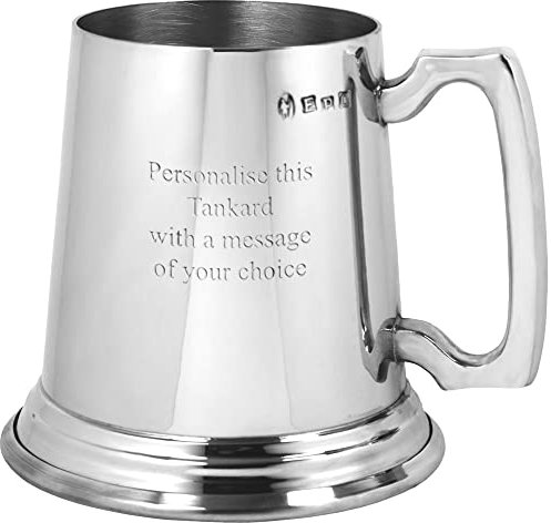 English Pewter Company 1 Pint + Heavy Gauge Traditional Pewter Tankard. Personalised with Free Engraving [HG118]
