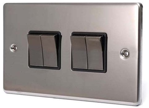 BLACK NICKEL 4 GANG 2 WAY 6 AMP LIGHT SWITCH C308BNB
