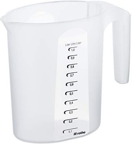 Rotho Messbecher, Polypropylen, Weiss/Transparent, 1 Liter