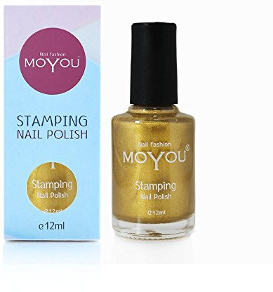 MoYou Nails original Gold shade, Shimmery gold colour, long lasting nail polish used to create beautiful nail art designs