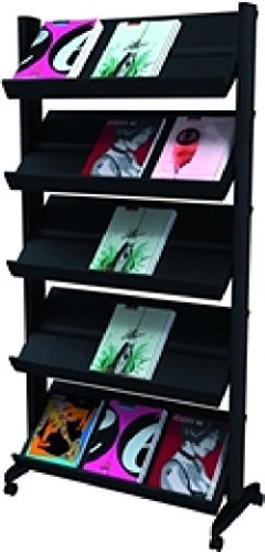 Prospektständer Mobile 167,5x85,5x38,5cm schwarz, mit Metallinnstruktur