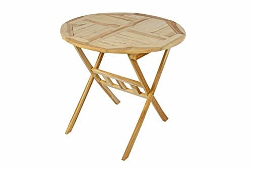 SAM Balkontisch Rondo aus Teak Holz | zusammenklappbarer Gartentisch | runder Tisch mit 80 cm Durchmesser | witterungsbeständig und stabil | naturbelassen