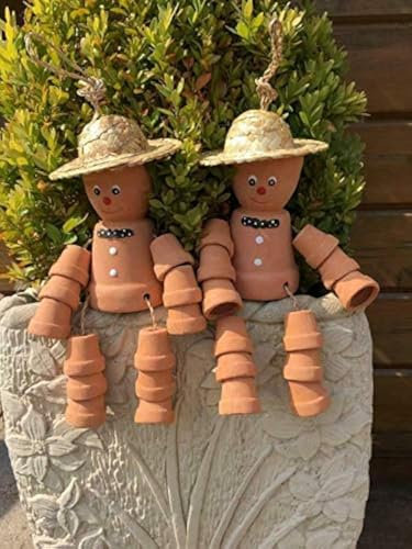Hunky Dory Gifts Pair Cheeky Cheerful Flower Pot Men with Straw Hat Garden Decorative Ornament