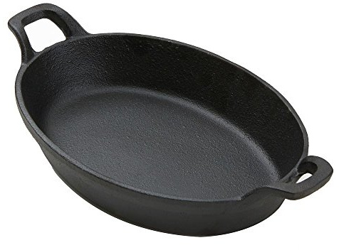 American Metalcraft CIPOV9567 Cast Iron Oval Casserole Pan with Handles, 12 L x 6.75 W, Black
