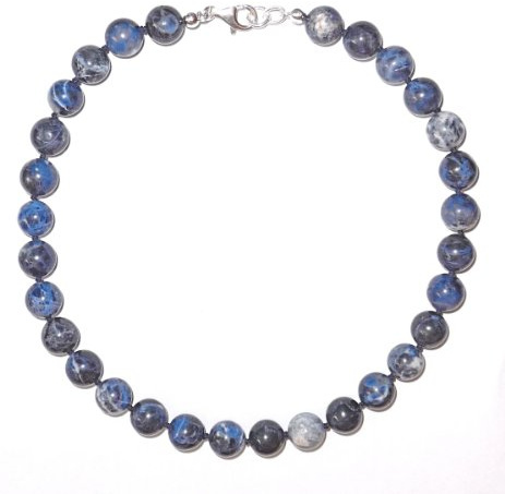 Sodalith Schmuck (Halskette) Sodalith Kette Sodalith Kugeln Größe ca. 12 mm mit Perlseide geknotet Länge ca. 47 cm Verschluss 925er Sterling-Silber Modellnummer 101
