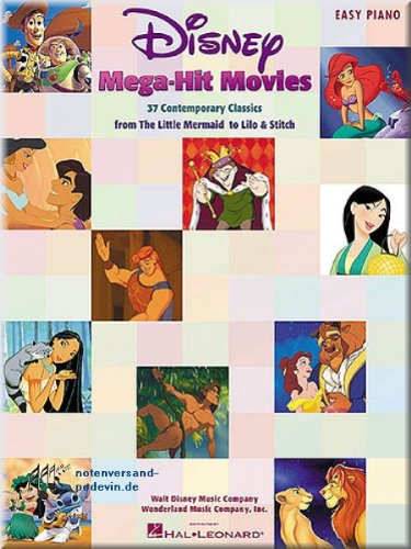 Disney Mega-Hit Movies - Klaviernoten leicht spielbar [Musiknoten]