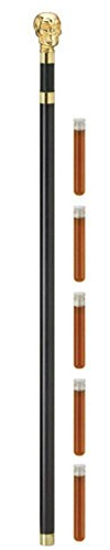 Brandy Smuggler Walking Cane Flask with Brass Skull handle