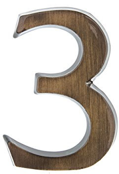 HUBER Hausnummer 3 aus Messing 10 cm I Hausnummern für Haus & Tür I Hausnummer 3D I Hausnummernschilder in edlem Antik Messing 3D Design
