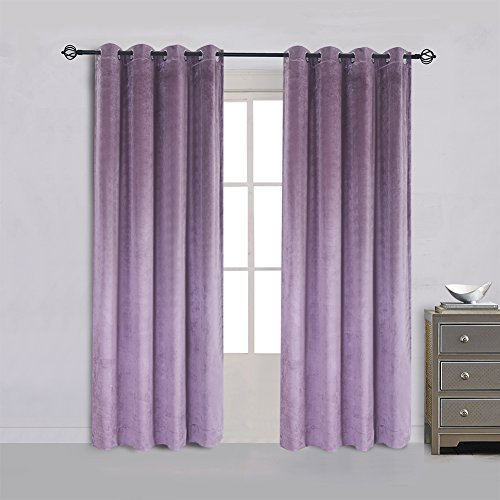 Cherry Home Superweiche Luxus-Vorhänge, Samt, Lavendel-Flanell, lichtblockierend, mit Ösen, 132 x 244 cm, Violett-Rosa, 2 Paneele