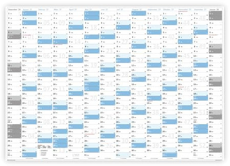 XXL Wandkalender DIN A0 2027 (blau2) große Tageskästchen (Kalender werden gerollt versendet)