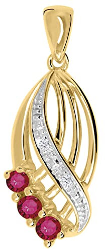 My Gold Damen Anhänger Gold 333 Mit Rubin (Ohne Kette) Echtes Gelbgold (8 Karat) Steinanhänger Edelstein & Diamant 0,01ct. 23mm x 8mm Our Lady V0007323