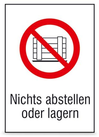Betriebsausstattung24 Verbots-Kombischild Nichts abstellen oder lagern - Aluminium, geprägt - 26,2 x 37,1 cm - P023 - Symbol und Text Schild