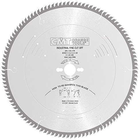 CMT Orange Tools Kreissägeblatt HW 350 x 3,5 / 2,5 x 30 Z=108 15°ATB - 285.108.14M - für Querschnitte / Feinschnitte
