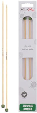KnitPro K22325 Jackenstricknadeln, Bamboo, Braun, 30 cm x 3 mm, 2