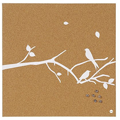 Bi-Office Swallow 2 - Tableau d'Affichage en Liège, 40 x 40 cm, Panneau avec des Motifs Blancs