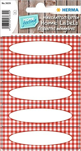HERMA 3639 Marmeladen Etiketten selbstklebend, 20 Stück, 76 x 23 mm, Homemade Küchen Aufkleber zum Beschriften, Haushalt Sticker für Weihnachten Einmachgläser Gewürzgläser Marmeladengläser Flaschen