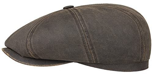 Stetson Hatteras Old Cotton Schiebermütze Damen/Herren - Newsboy Cap UV-Schutz 40 - Ballonmütze wasserabweisend - Schildmütze mit Baumwolle - Flatcap Sommer/Winter braun XL (60-61 cm)