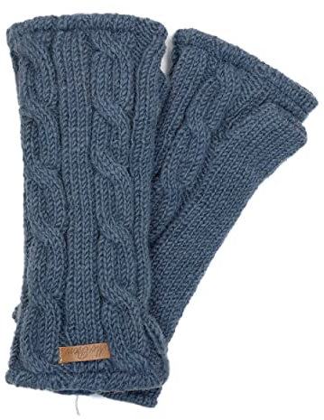 McRon Damen Gestrickte Pulswärmer Emily Stahlblau 270