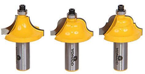 Yonico 13322-3 Bit Edge Forming Router Bit Set, Bead, Roman Ogee & Classical Roman Ogee - Depth: 9/16 - 1/2 Shank