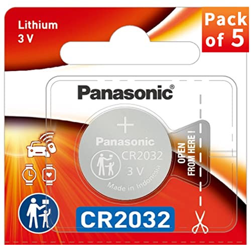 Panasonic Batteria al litio CR2032 da 3 V, Batteria Lithium per Orologio, 2 confezioni da 5 pezzi = 10 batterie monouso