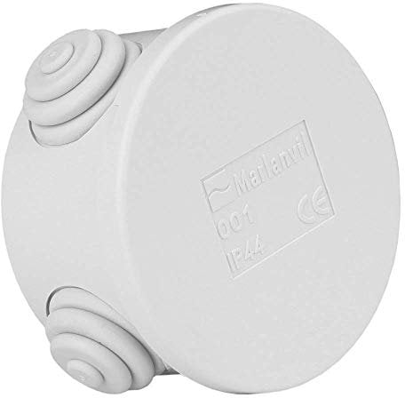 Marlanvil Abzweigdose Ø65x35 IP44 Aufputz Runde Installationsdose mit Drosseln 0011 Grau Polykarbonat Wasserfest Kabel