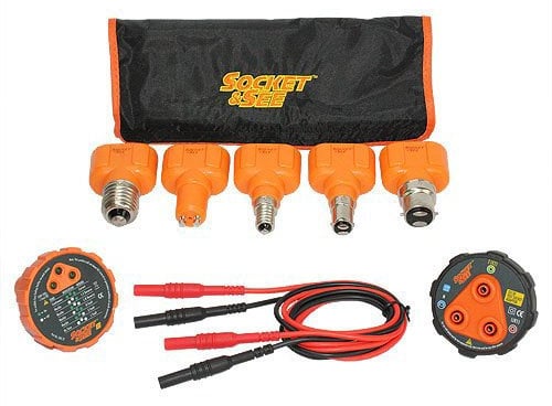 Socket & See ELECACCKIT - SOK22 Craftsman Socket Tester, LTKIT10 Lamp Test Adaptor Kit and SS130 Socket Adaptor PLUS Deluxe Soft Case