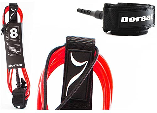 DORSAL Surf Leash for Surfboard Longboard SUP Leg Rope 7' Red