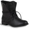 Trendy Damen Schuhe Stiefeletten Blockabsatz Leder-Optik 44438 Schwarz Schwarz 38 Flandell