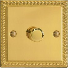 Varilight JGP401 LED Georgian Brass V-PRO Classic 1 x 0-120W 2-Way Push-On Push-Off Trailing Edge Dimmer
