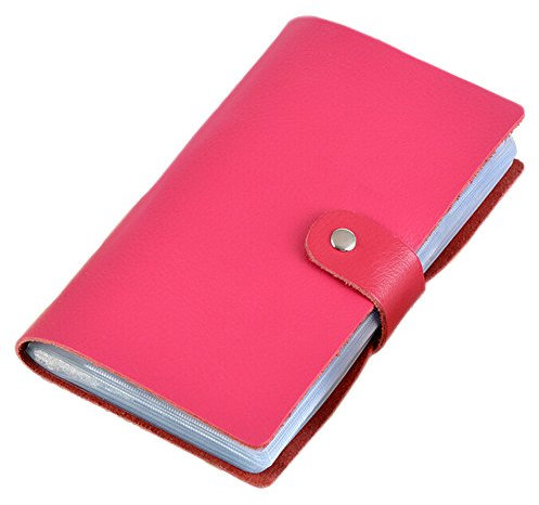 Boshiho Kreditkartenetui aus Leder, für Visitenkarten, Buch-Stil, 90 Stück, Hot Pink
