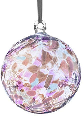 Sienna Glass June Birthstone Friendship Ball – 10cm Handcrafted Pearl-Coloured Glass Ornament with Ribbon – Unique Gift for Birthdays or Special Occasions