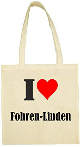 Reifen-Markt Tasche I Love Fohren-Linden Größe 38x42 Farbe Natur Druck Schwarz