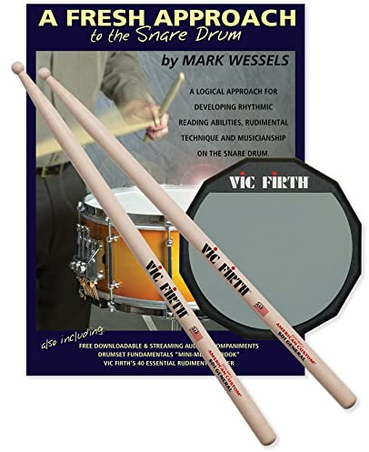 Vic Firth Schüle Starter Drum Pack – enthält Stöcke, Übungspad und Schlagzeugbuch
