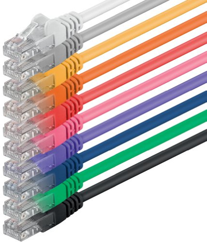 1aTTack.de 7,5m Cavo di Rete 10 colori - Cat.6 Ethernet Gigabit Lan RJ45 10 100 1000 Mbit s - Cavo Patch UTP compatibile con Cat.5 Cat.5e Cat.7 Cat.8-10 colori - 7,5m