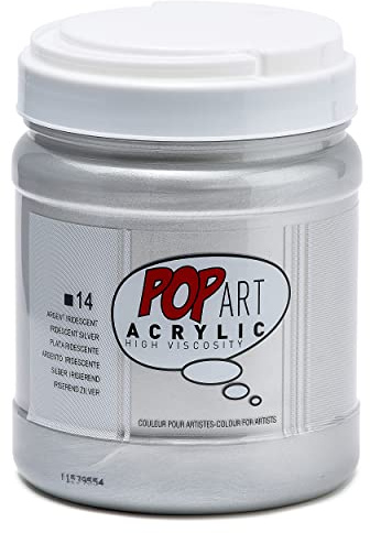 PEBEO - Pop Art Peinture Acrylique – Idéal Pour Applications Généreuses et Grandes Surfaces – Haute Viscosité – 1 Pot de 700 ml – Argent 810014