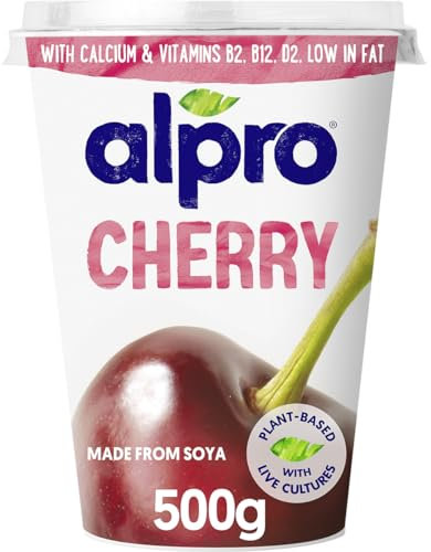 Alpro Cherry, Plant-Based & Soya Yoghurt Alternative, Vegan & Dairy Free, Big Pot, 500g