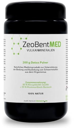 ZeoBent MED Detox-Pulver 200g, Zeolith-Bentonit, Miron Violettglas, Medizinprodukt, Apothekenqualität, Darmreinigung, Entgiftung von Schwermetallen, Entgiftungskur, Vulkanmineralien, Heilerde