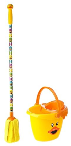 VIGAR Duck Set de Fregar Niños Ducks, Cubo Polipropileno, Microfibra Palo de fregona de Acero